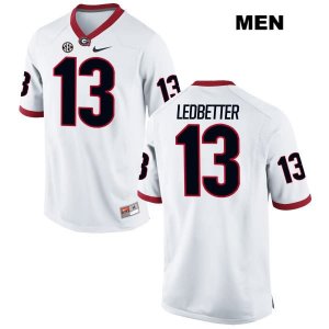 Men's Georgia Bulldogs NCAA #13 Jonathan Ledbetter Nike Stitched White Authentic College Football Jersey CLR4654AT